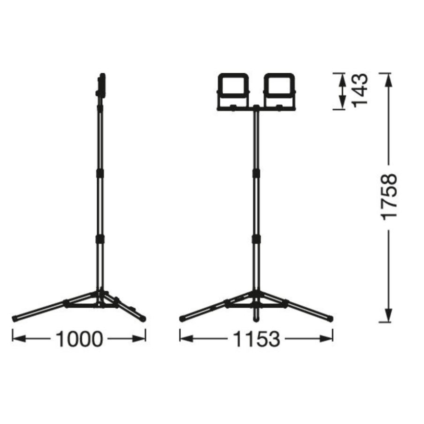 Ledvance - LED spoljašnji reflektor sa stalkom WORKLIGHT TRIPOD 2xLED/10W/230V 6500K IP65