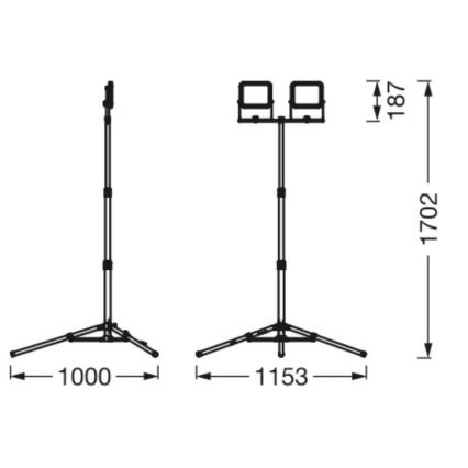 Ledvance - LED spoljašnji reflektor sa stalkom WORKLIGHT TRIPOD 2xLED/20W/230V 6500K IP65
