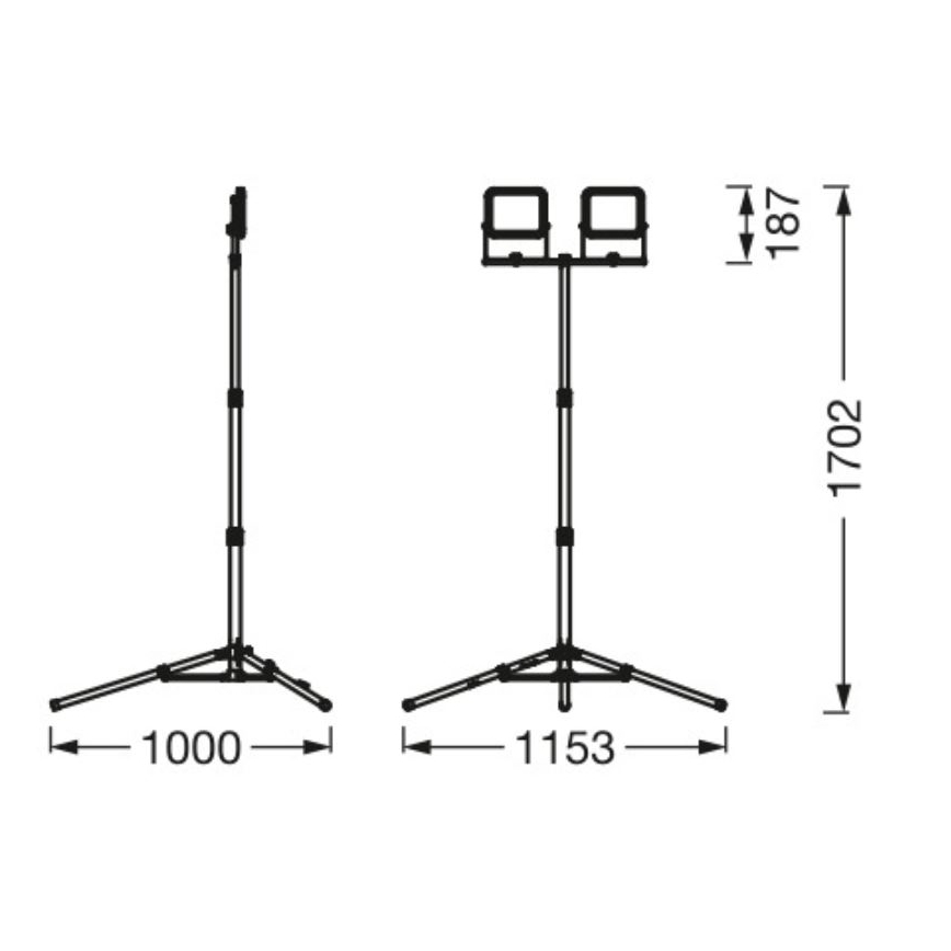 Ledvance - LED spoljašnji reflektor sa stalkom WORKLIGHT TRIPOD 2xLED/20W/230V 6500K IP65