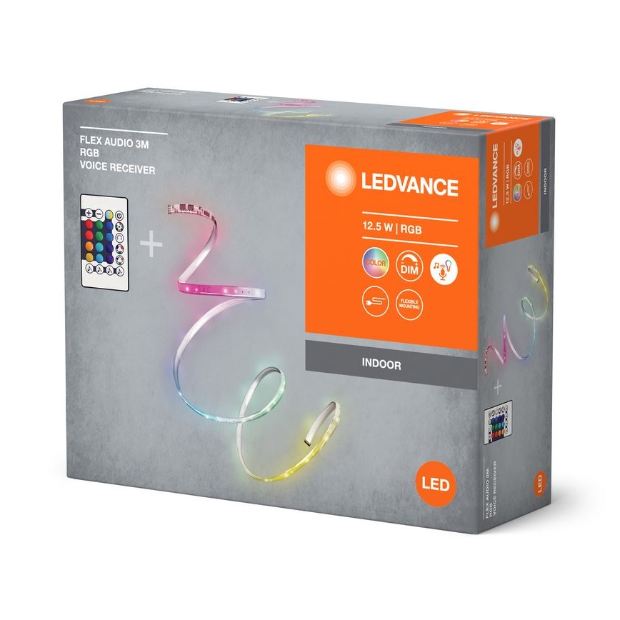 Ledvance - LED RGB prigušiva traka FLEX AUDIO 3m LED/12,5W/230V + daljinski upravljač