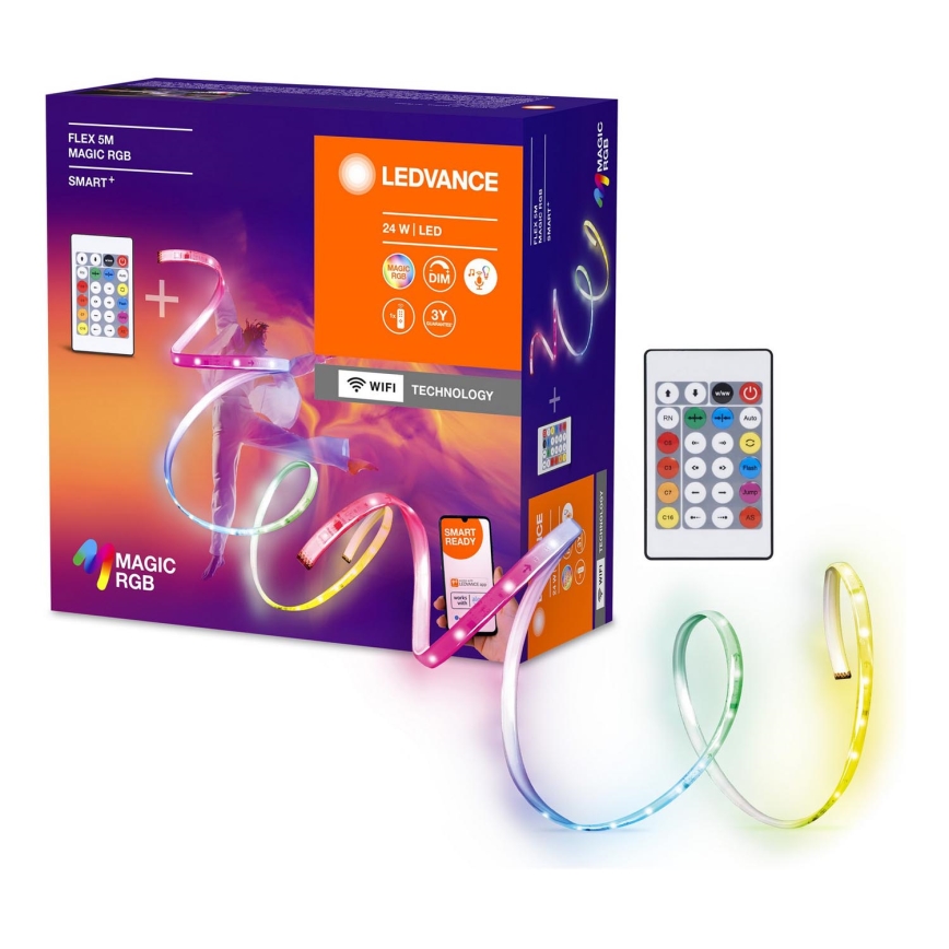 Ledvance - LED RGB prigušiva traka SMART+ MAGIC FLEX 5m LED/24W/230V Wi-Fi + daljinski upravljač