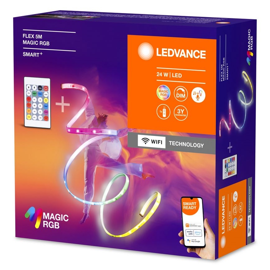 Ledvance - LED RGB prigušiva traka SMART+ MAGIC FLEX 5m LED/24W/230V Wi-Fi + daljinski upravljač