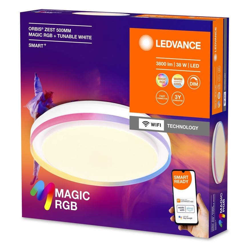 Ledvance - LED RGBW prigušiva stropna svetiljka SMART+ MAGIC LED/38W/230V 2700-6500K Wi-Fi
