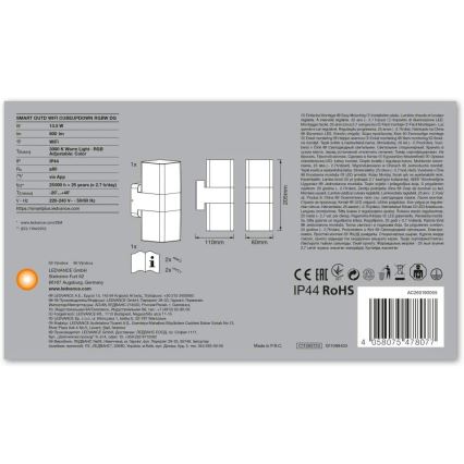 Ledvance - LED RGBW Spoljna zidna svetiljka SMART+ CUBE LED/13,5W/230V IP44 Wi-Fi