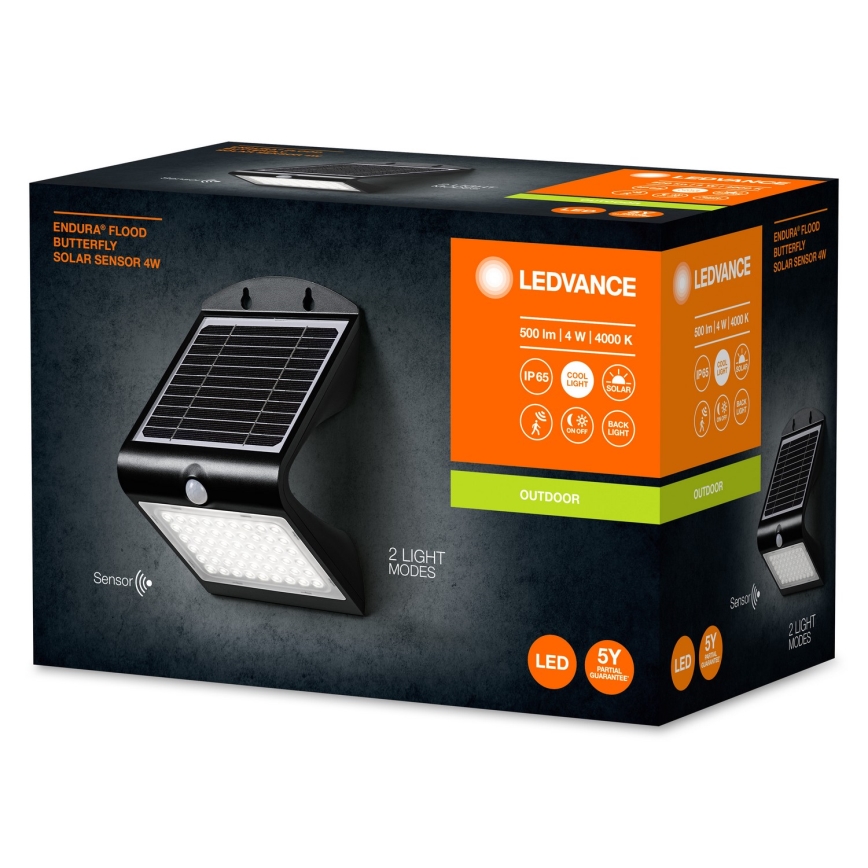 Ledvance - LED Solarna zidna lampa sa senzorom BUTTERFLY LED/4W/3,7V IP65