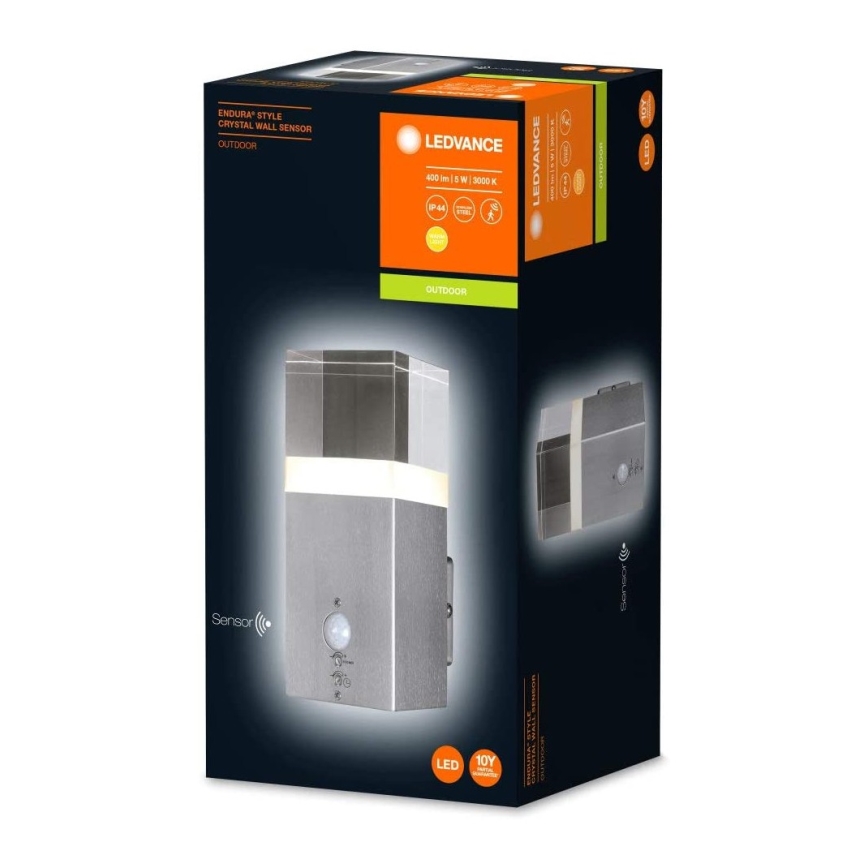 Ledvance - LED spoljašnja zidna svetiljka sa senzorom CRYSTAL 1xLED/5W/230V IP44