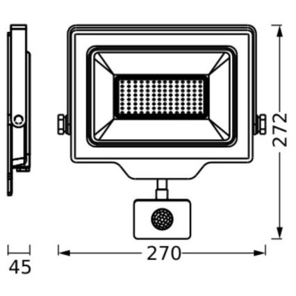 Ledvance - LED Spoljašnji zidni reflektor sa senzorom FLOODLIGHT ESSENTIAL LED/100W/230V IP65