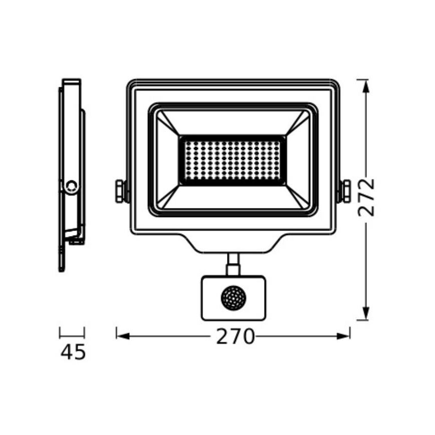 Ledvance - LED Spoljašnji zidni reflektor sa senzorom FLOODLIGHT ESSENTIAL LED/100W/230V IP65