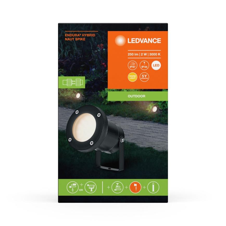 Ledvance - LED Spoljna lampa ENDURA HYBRID NAUT SPIKE LED/2W/12V IP44