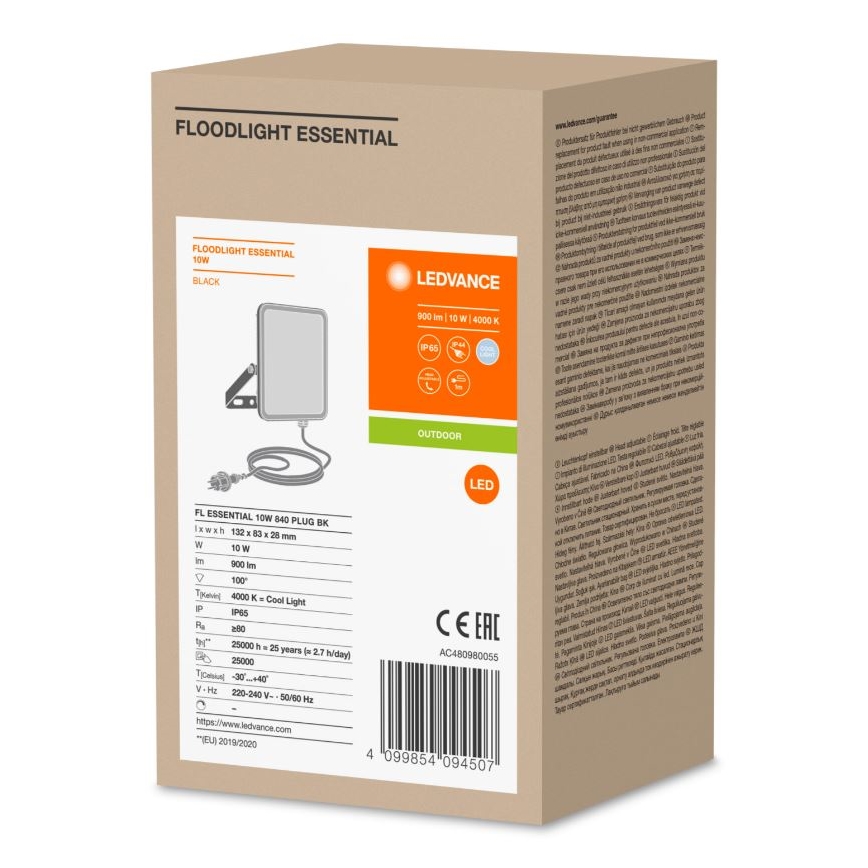 Ledvance - LED Spoljašnji zidni reflektor FLOODLIGHT ESSENTIAL LED/10W/230V IP65