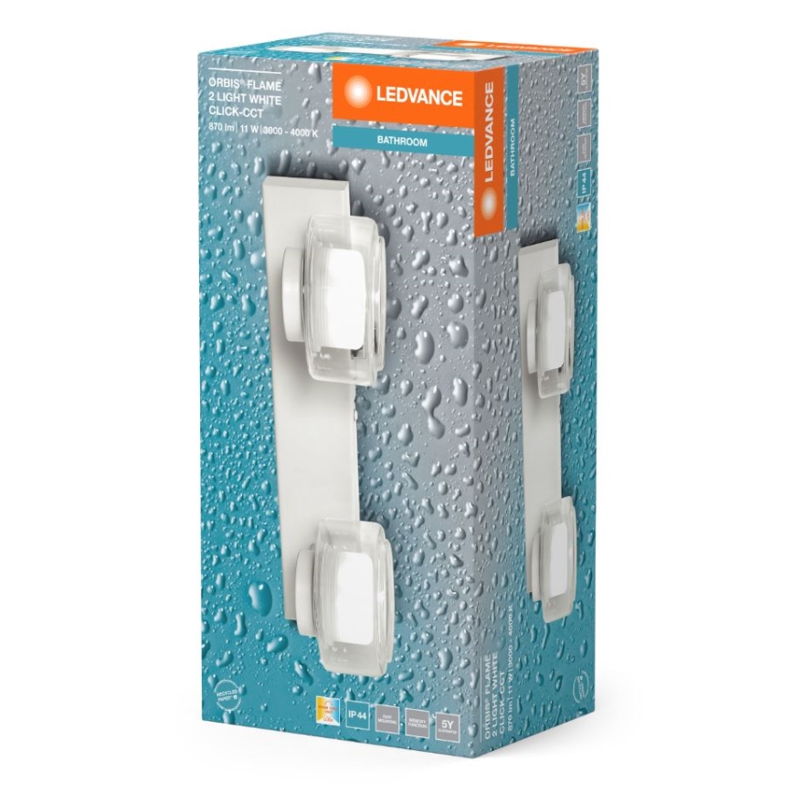 Ledvance - LED Zidna lampa za kupatilo ORBIS FLAME 2xLED/5,5W/230V 3000/4000K IP44 bela