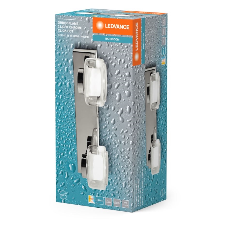 Ledvance - LED Zidna lampa za kupatilo ORBIS FLAME 2xLED/5,5W/230V 3000/4000K IP44 krom