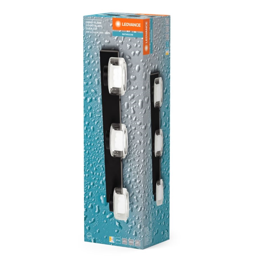 Ledvance - LED Zidna lampa za kupatilo ORBIS FLAME 3xLED/5,5W/230V 3000/4000K IP44 crno