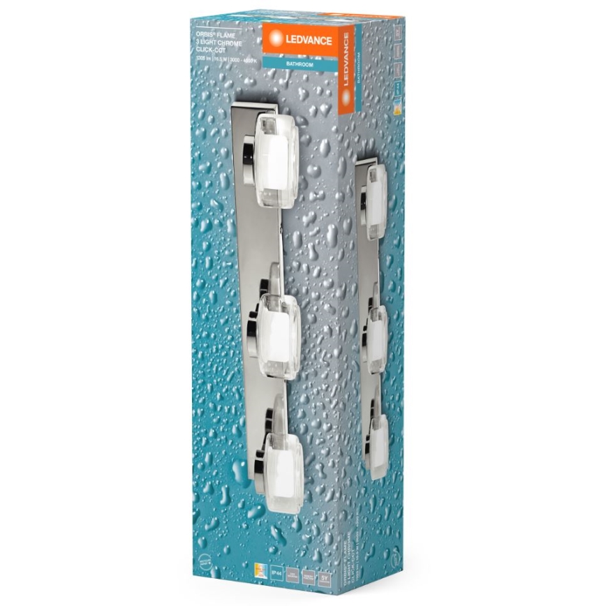 Ledvance - LED Zidna lampa za kupatilo ORBIS FLAME 3xLED/5,5W/230V 3000/4000K IP44 krom