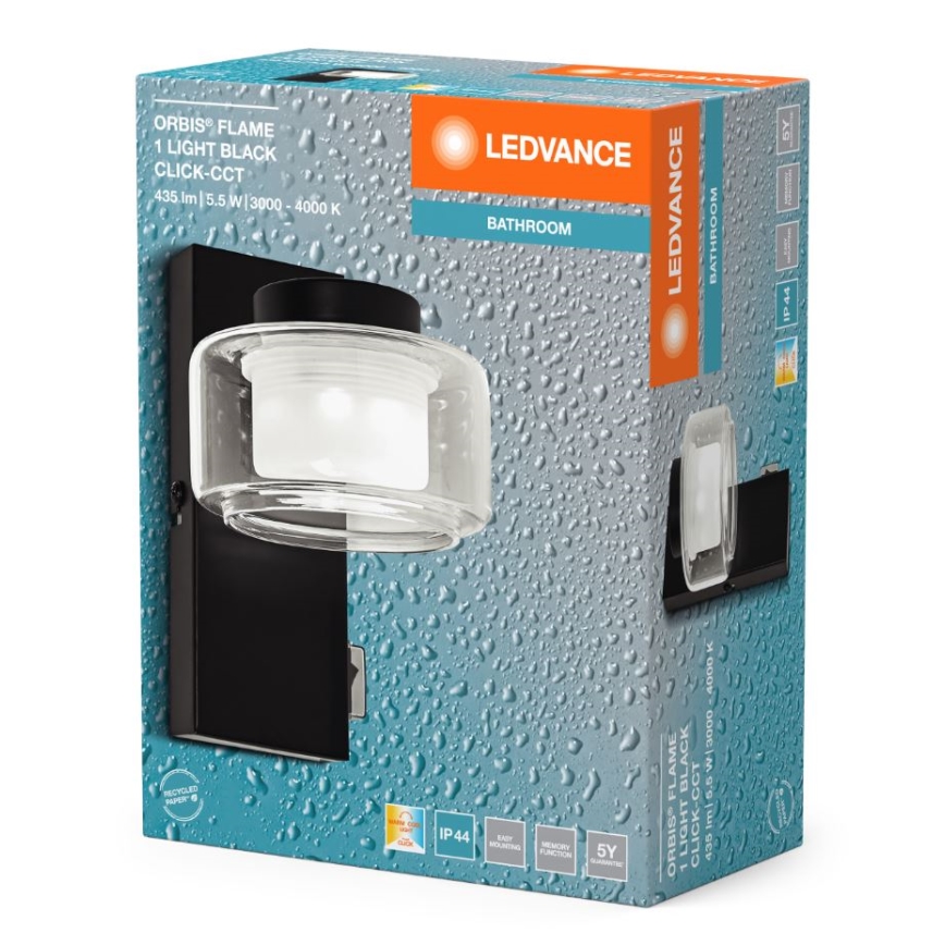 Ledvance - LED Zidna lampa za kupatilo ORBIS FLAME LED/5,5W/230V 3000/4000K IP44 crno