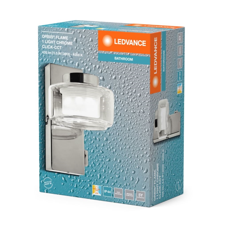 Ledvance - LED Zidna lampa za kupatilo ORBIS FLAME LED/5,5W/230V 3000/4000K IP44 krom