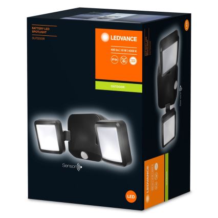 Ledvance - LED Zidno spoljašnje osvetljenje sa senzorom BATTERY 2xLED/10W/4xD IP54