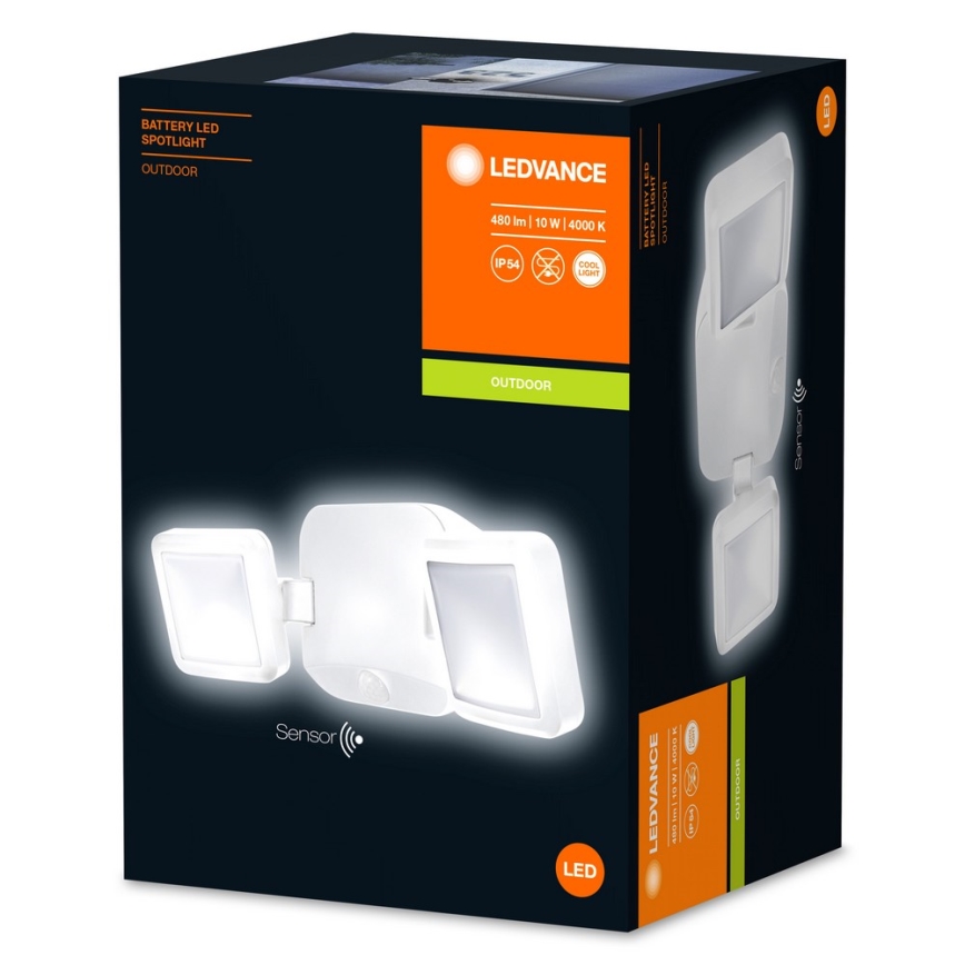 Ledvance - LED Zidno spoljašnje osvetljenje sa senzorom BATTERY 2xLED/10W/4xD IP54