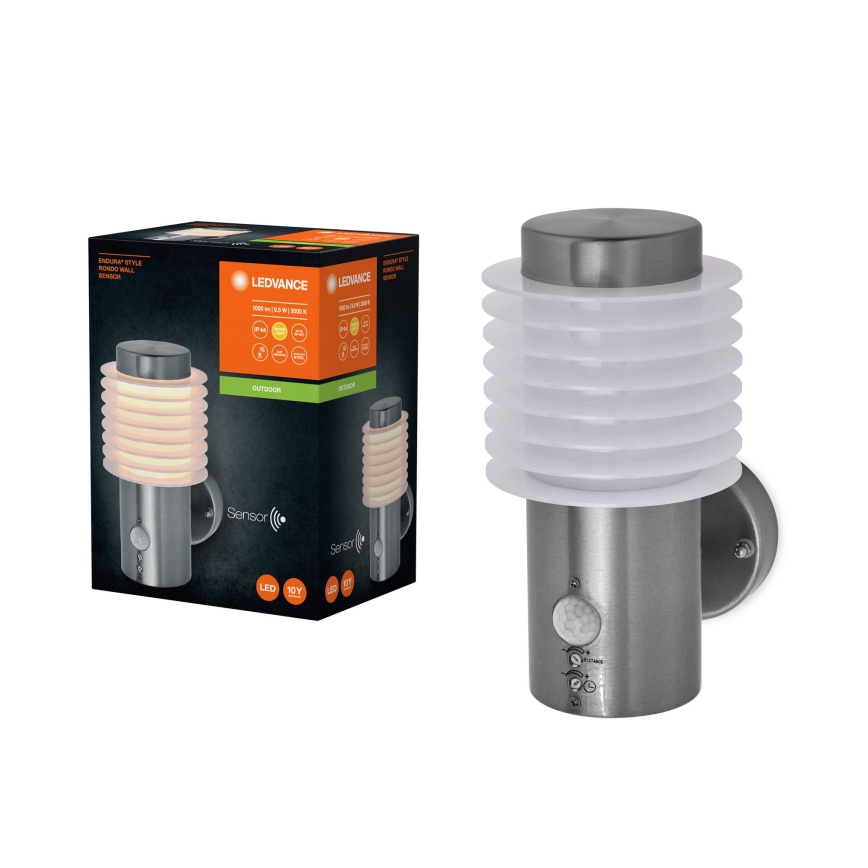 Ledvance - LED Zidno spoljašnje osvetljenje sa senzorom ENDURA RONDO LED/9,5W/230V IP44 krom