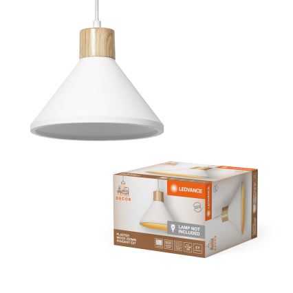 Ledvance - Luster na sajli DECOR PLASTER 1xE27/25W/230V pr. 22 cm gips bela