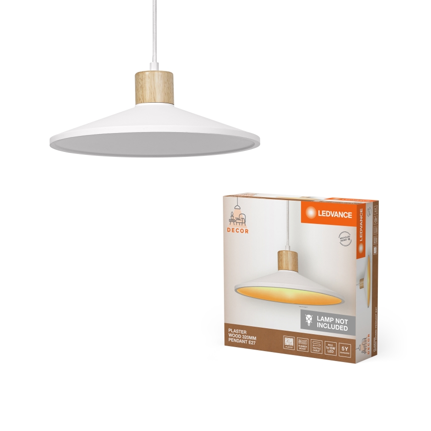 Ledvance - Luster na sajli DECOR PLASTER 1xE27/25W/230V pr. 32 cm gips bela