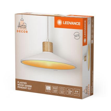 Ledvance - Luster na sajli DECOR PLASTER 1xE27/25W/230V pr. 32 cm gips bela