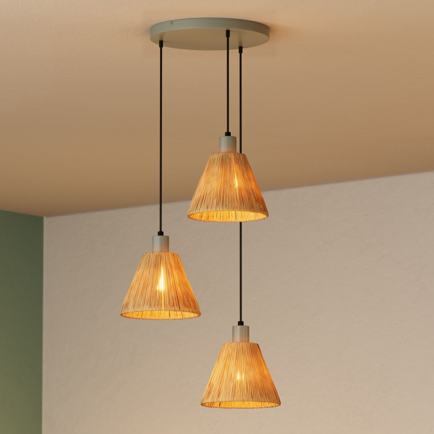 Ledvance - Luster na sajli DECOR RAFFIA 3xE27/15W/230V rafija