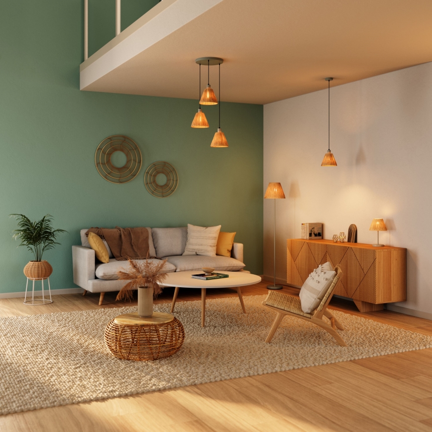 Ledvance - Luster na sajli DECOR RAFFIA 3xE27/15W/230V rafija