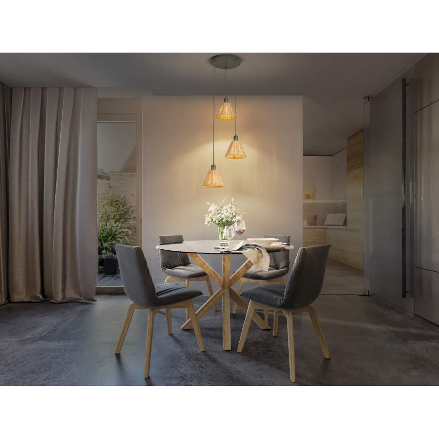 Ledvance - Luster na sajli DECOR RAFFIA 3xE27/15W/230V rafija