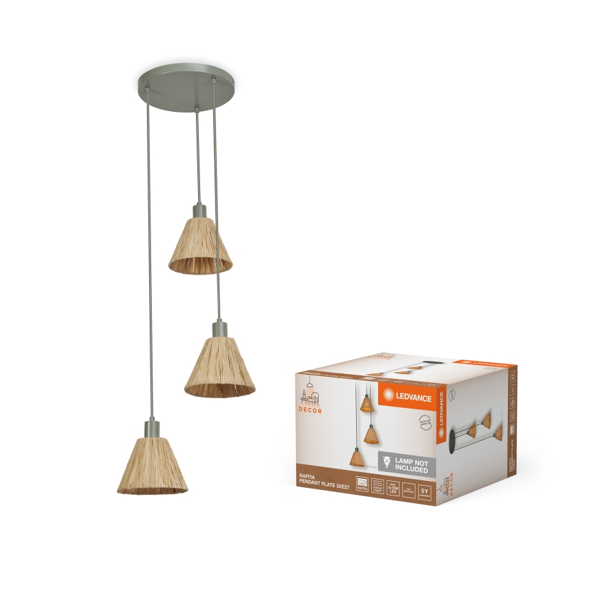 Ledvance - Luster na sajli DECOR RAFFIA 3xE27/15W/230V rafija