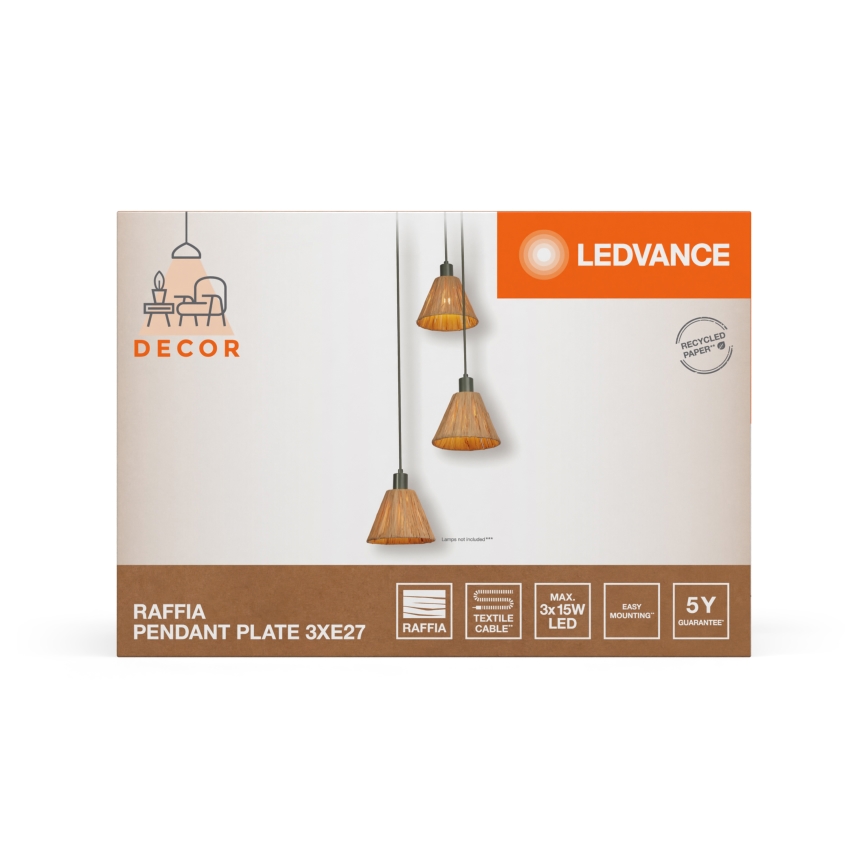 Ledvance - Luster na sajli DECOR RAFFIA 3xE27/15W/230V rafija