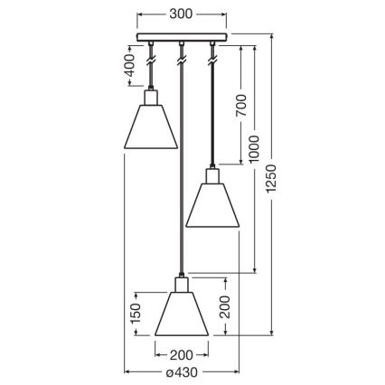 Ledvance - Luster na sajli DECOR RAFFIA 3xE27/15W/230V rafija