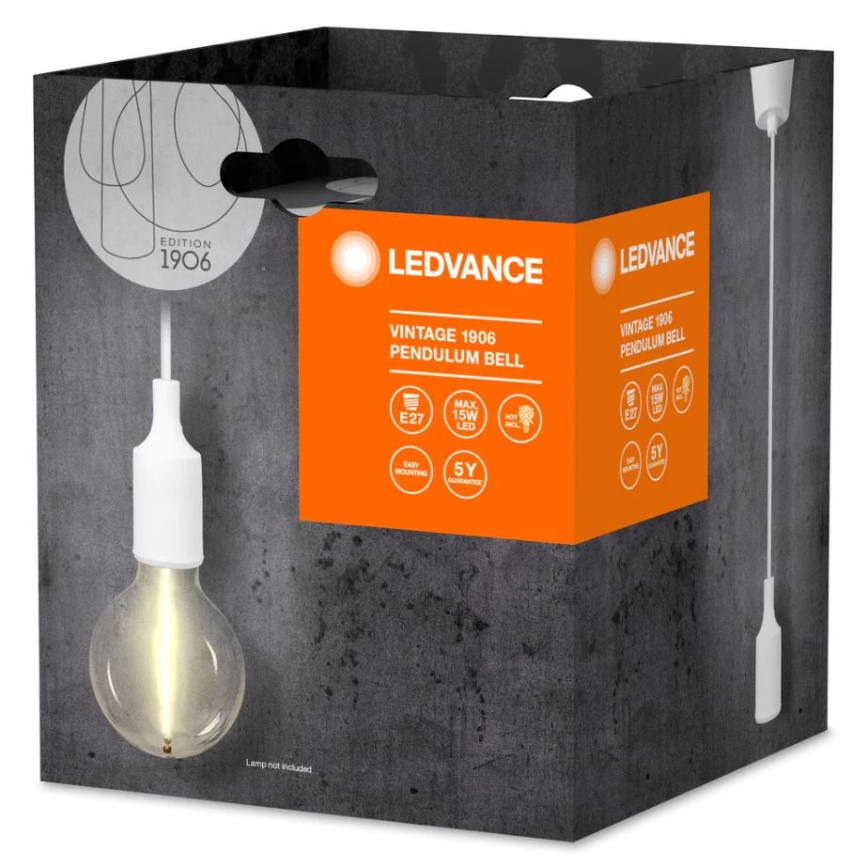 Ledvance - Luster na sajli PENDULUM BELL 1xE27/15W/230V bela