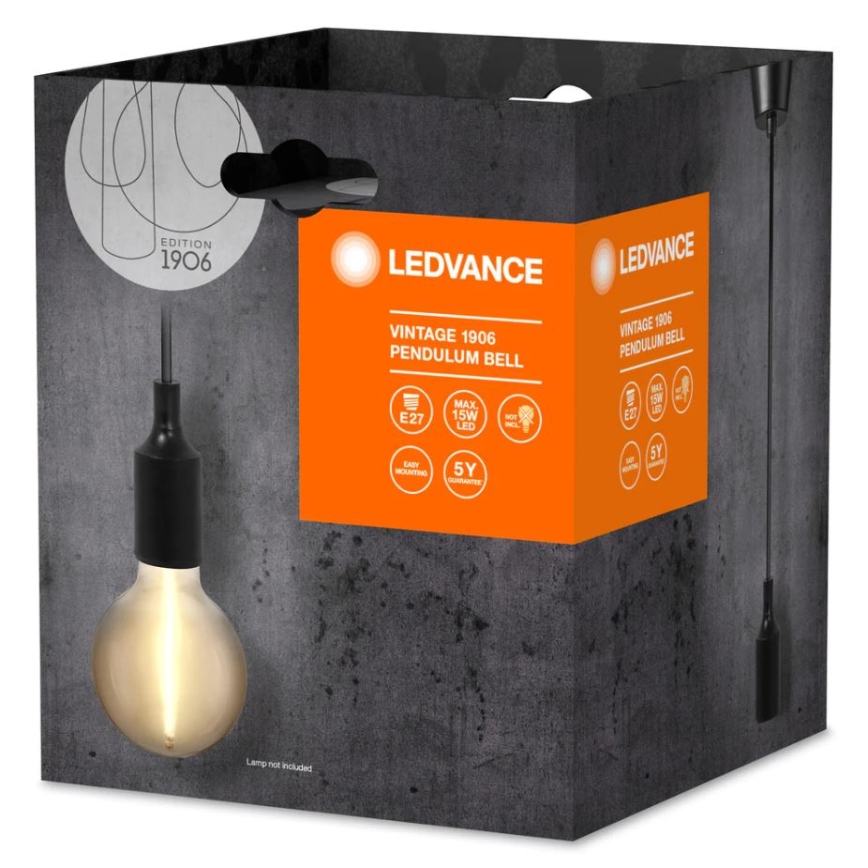 Ledvance - Luster na sajli PENDULUM BELL 1xE27/15W/230V crno