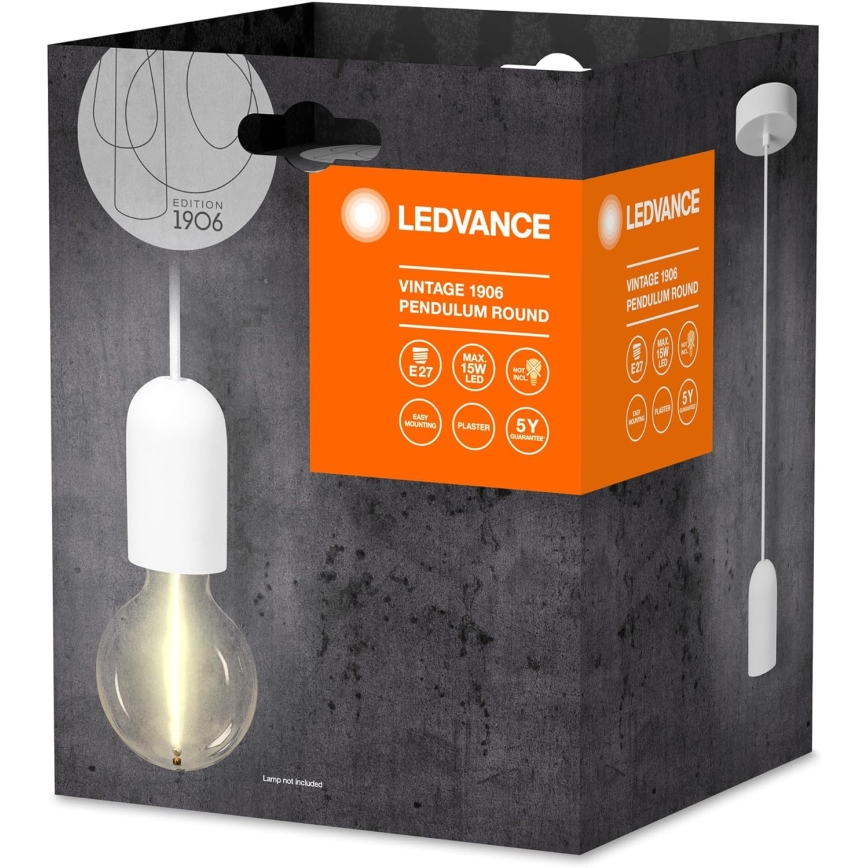 Ledvance - Luster na sajli PENDULUM ROUND 1xE27/15W/230V bela