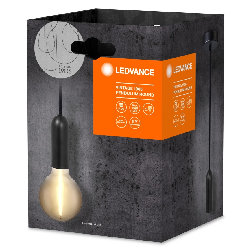 Ledvance - Luster na sajli PENDULUM ROUND 1xE27/15W/230V crno