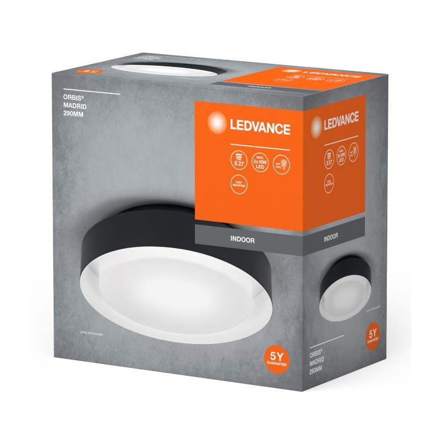 Ledvance - Plafonjera ORBIS MADRID 2xE27/10W/230V crno