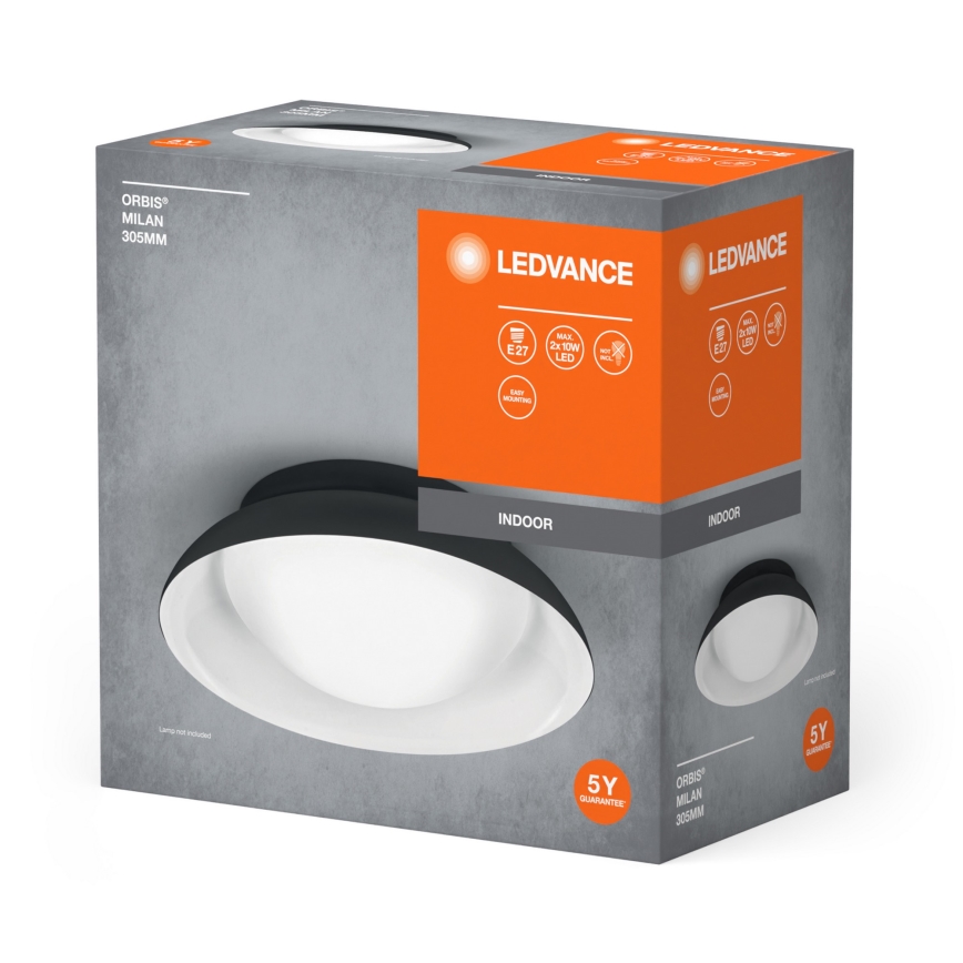 Ledvance - Plafonjera ORBIS MILAN 2xE27/10W/230V crno