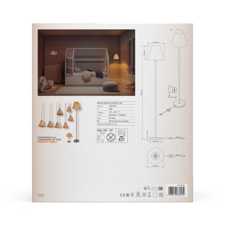Ledvance - Podna lampa DECOR RAFFIA 1xE27/15W/230V rafija