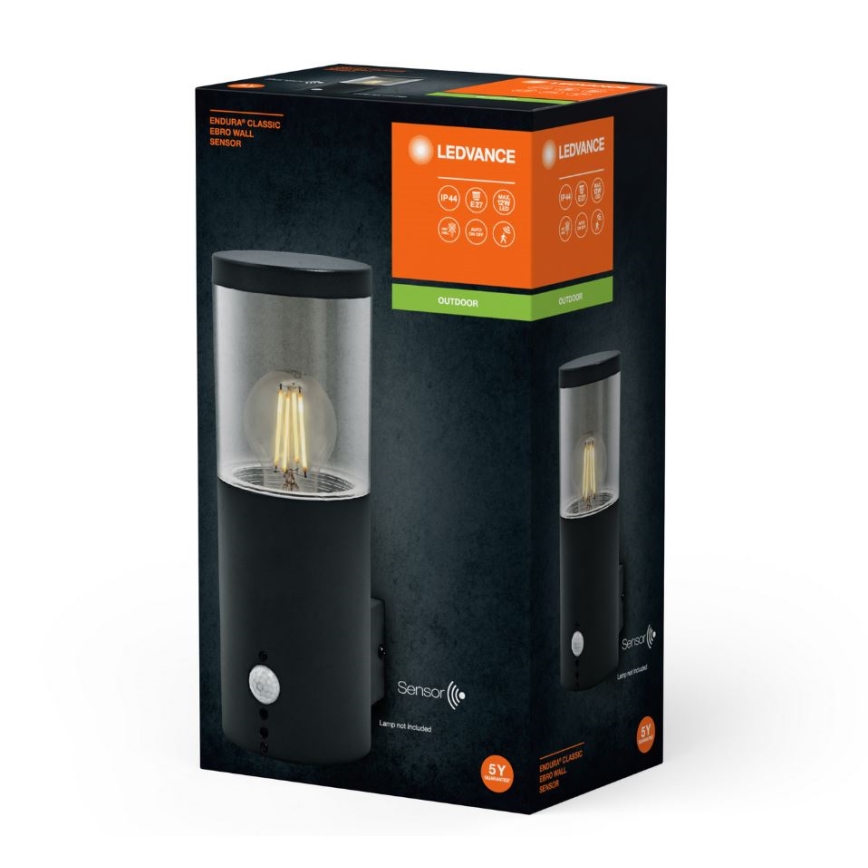 Ledvance - Spoljašnja zidna lampa sa senzorom EBRO 1xE27/20W/230V IP44