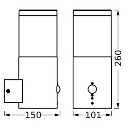 Ledvance - Spoljašnja zidna lampa sa senzorom EBRO 1xE27/20W/230V IP44