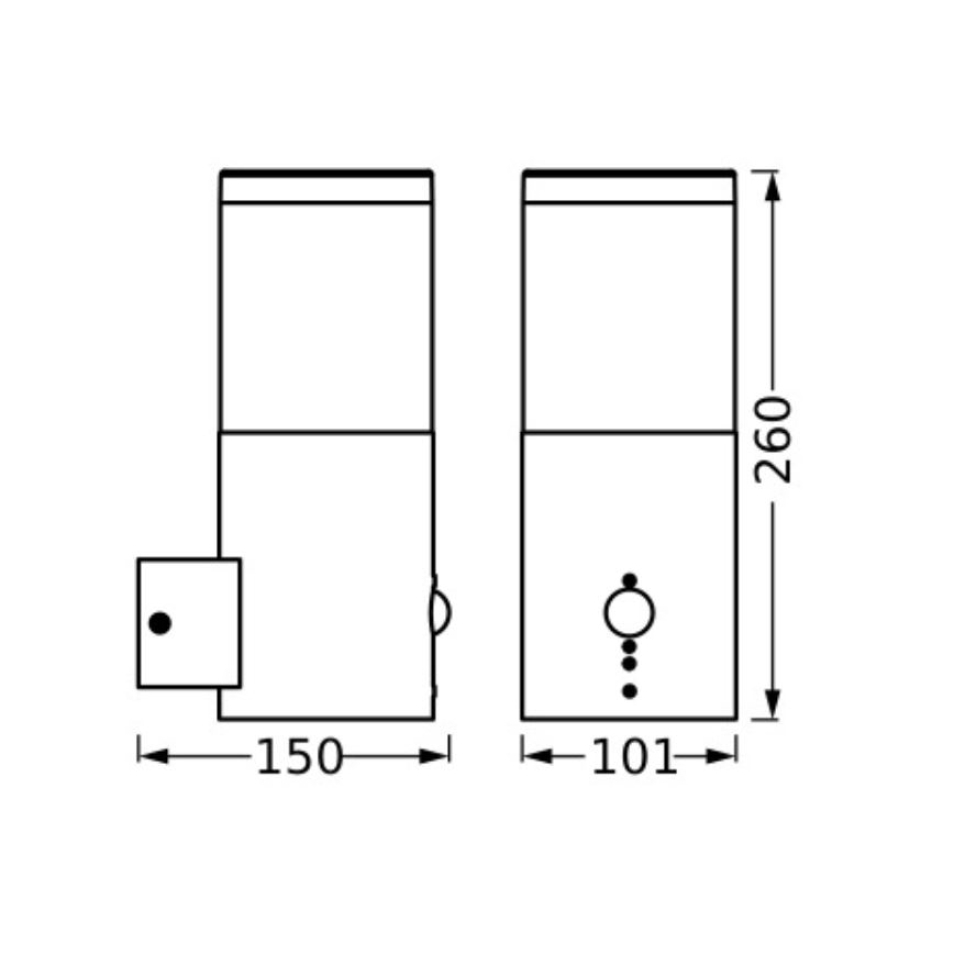 Ledvance - Spoljašnja zidna lampa sa senzorom EBRO 1xE27/20W/230V IP44