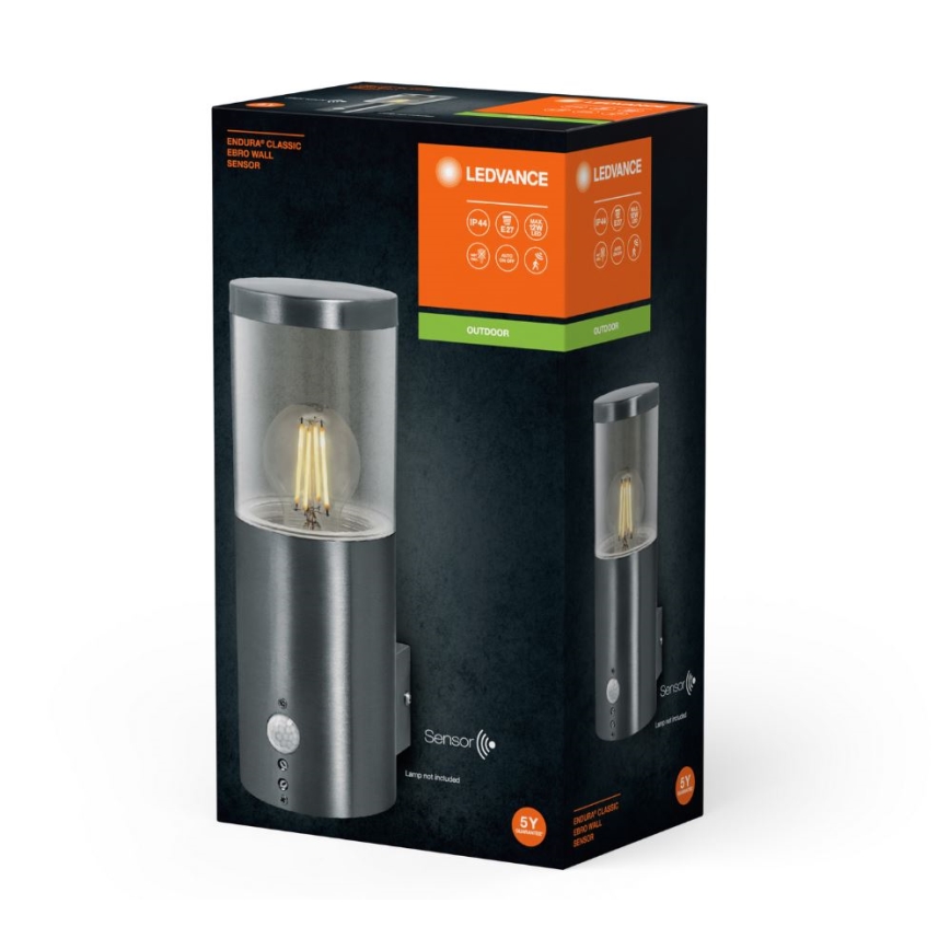 Ledvance - Spoljašnja zidna lampa sa senzorom EBRO 1xE27/20W/230V IP44