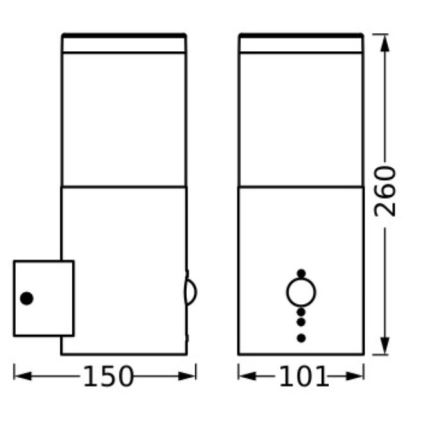 Ledvance - Spoljašnja zidna lampa sa senzorom EBRO 1xE27/20W/230V IP44