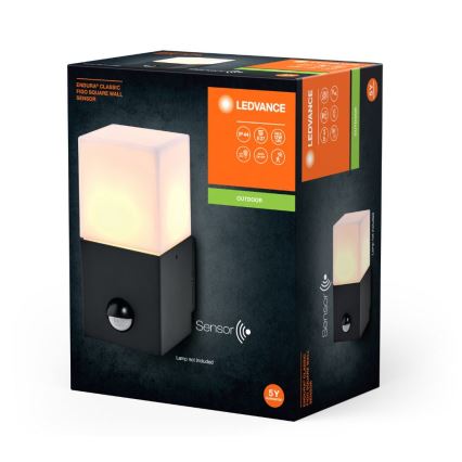 Ledvance - Spoljašnja zidna lampa sa senzorom FIGO SQUARE 1xE27/20W/230V
