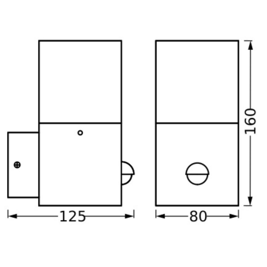 Ledvance - Spoljašnja zidna lampa sa senzorom FIGO SQUARE 1xE27/20W/230V