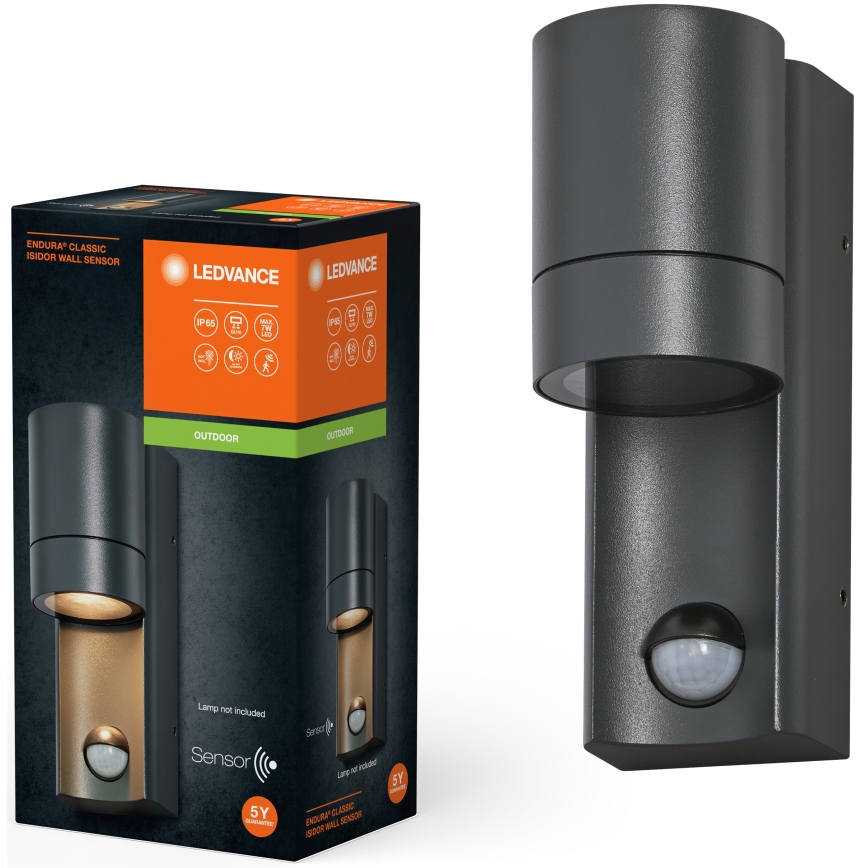 Ledvance - Spoljašnja zidna lampa sa senzorom ISIDOR 1xGU10/35W/230V IP65