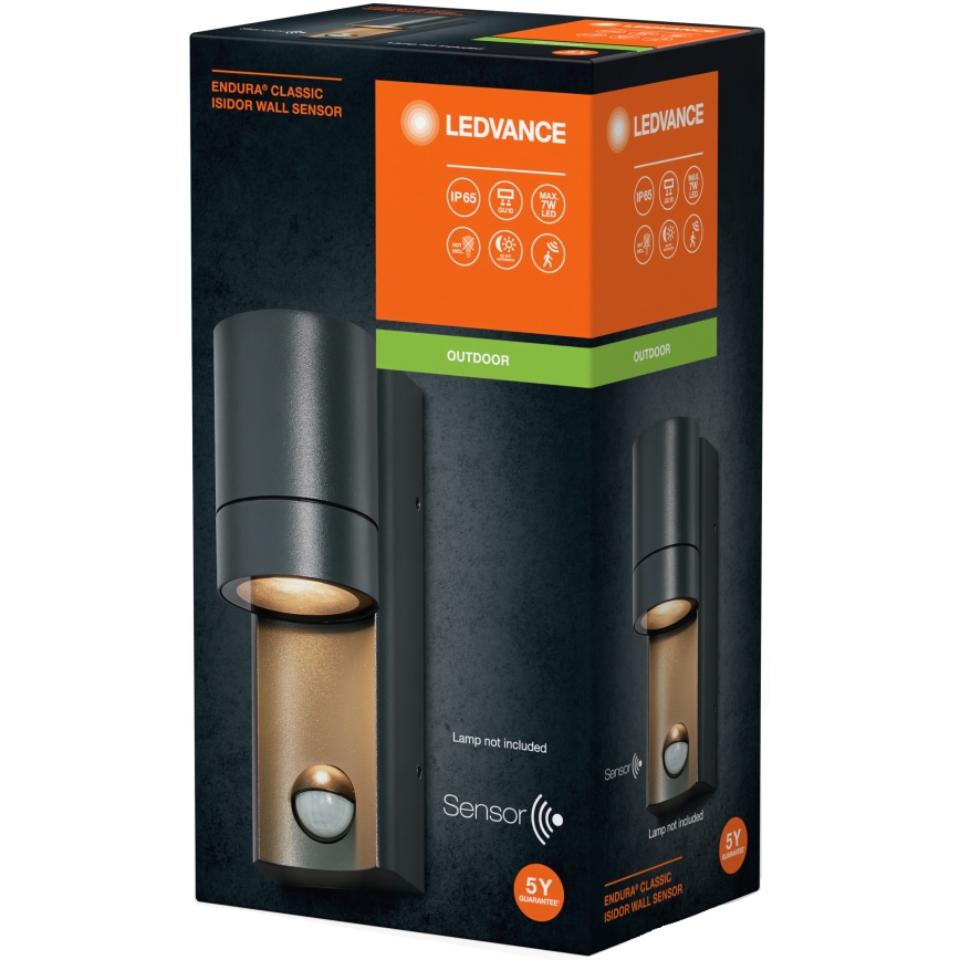 Ledvance - Spoljašnja zidna lampa sa senzorom ISIDOR 1xGU10/35W/230V IP65