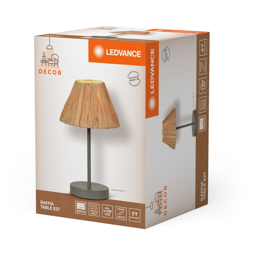 Ledvance - Stona lampa DECOR RAFFIA 1xE27/15W/230V rafija