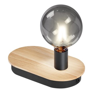 Ledvance - Stona lampa na dodir sa USB konektorom DECOR WOOD 1xE27/8W/230V fikus elastika